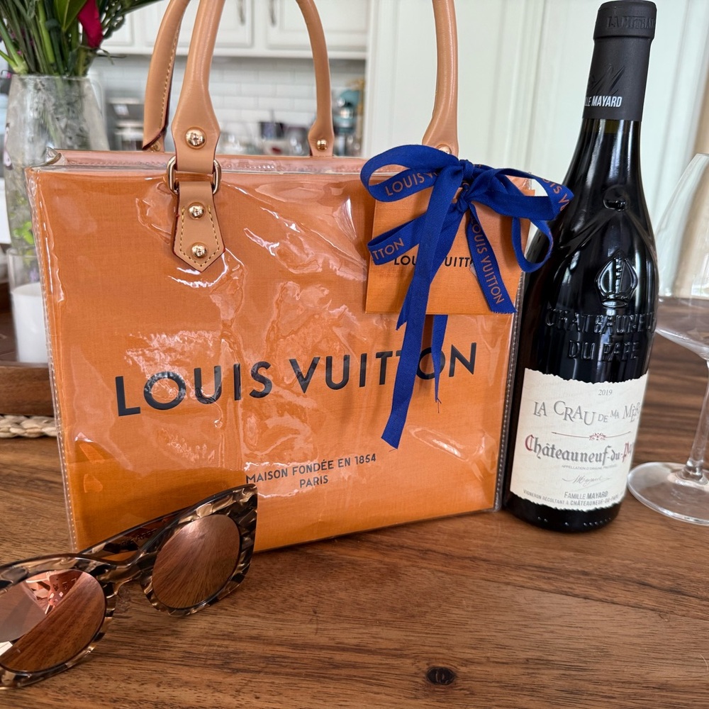 Louis Vuitton Orange Shopping Bag Tote NEW! LV Paper Shopping Bag Real